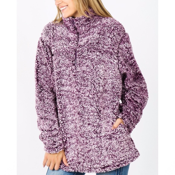 plum sherpa pullover